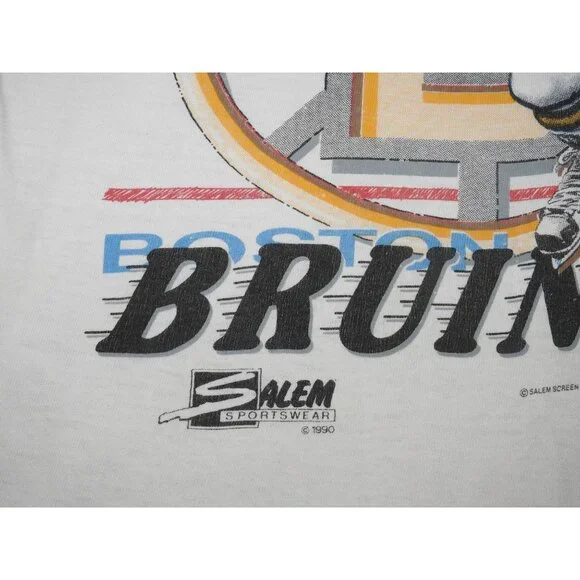 Vintage 1990 Cam Neely Salem Sportswear Boston Bruins Caricature T-Shirt Small - Picture 4 of 8
